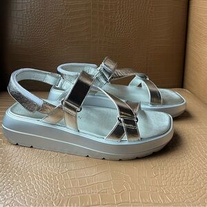 Stuart Weitzman Moxie Sport Women's Sandal Silver Size 10 M